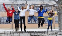 Students enjoy snow