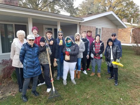 Students from the academy after their annual Rake-A-Thon. During the Rake-A-Thon, students went to senior citizens’ yards and raked their leaves. It is a big help for the elderly who cannot do it themselves and it is great for the Lindbergh community.
