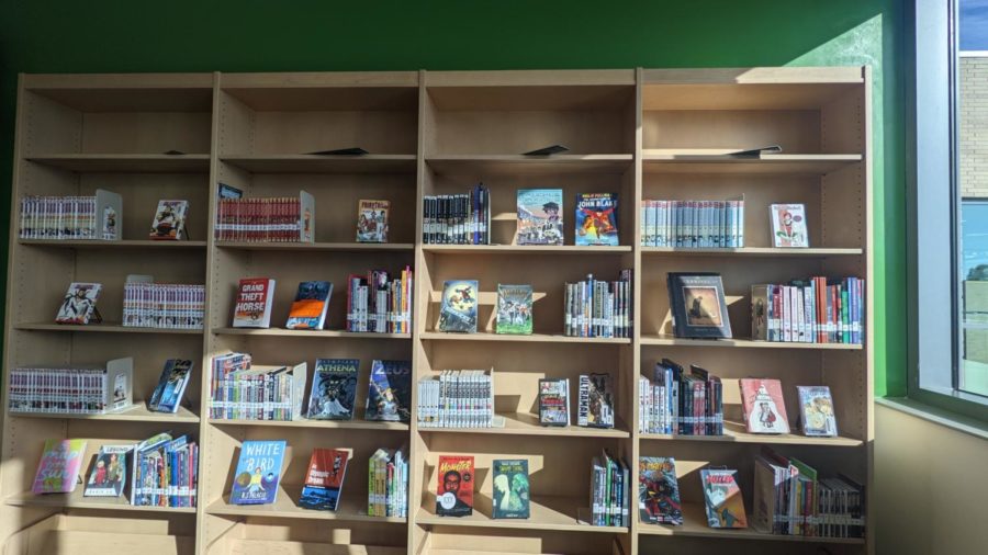 The graphic novel section of Lindbergh Highschools Library - Photo Credit to Sam Elliott
