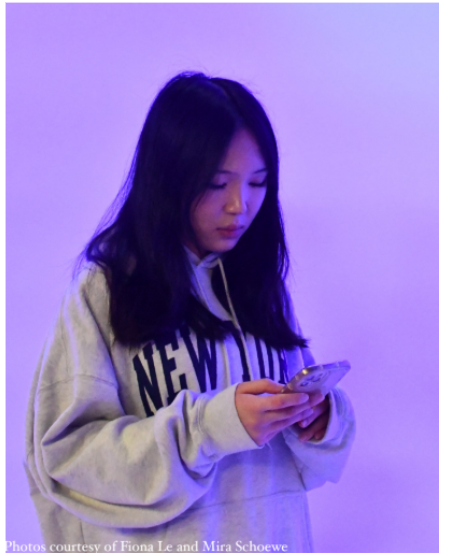 Lindbergh High School student, Fiona Le (11),  demonstrates the use of phones in school. Lindbergh High School students and staff are impacted by the anti-phone bill, or Senate Bill 68, signed by Missouri's governor on July 9, 2025. "Restricting phone use should be America's least priority in schools."   